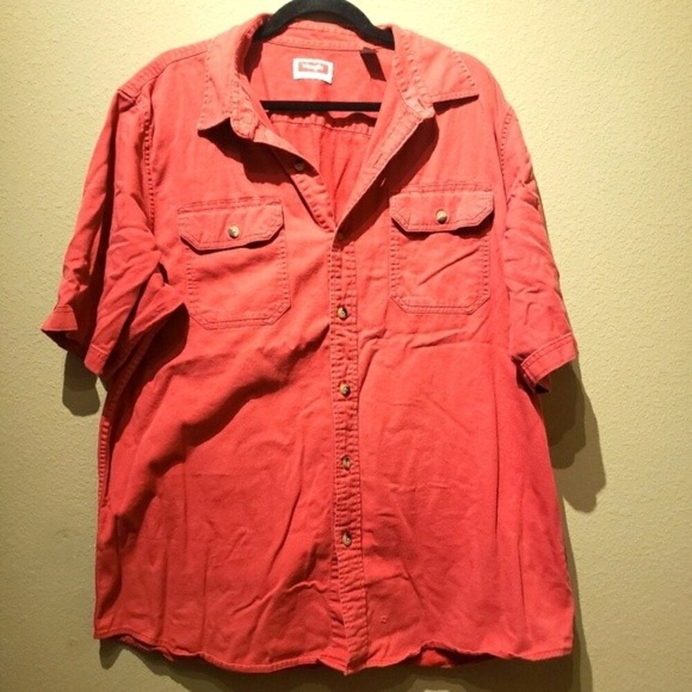 Wrangler Button Down Short Sleeve Red Shirt Size XL